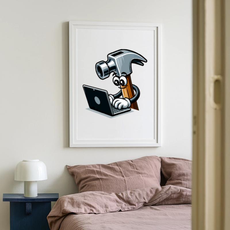 HammerCode: Tool meets bits Framed poster (49 × 69 cm)