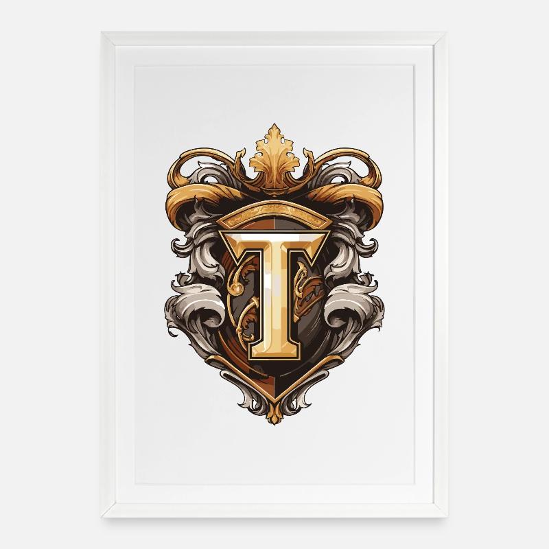 T Letter Name Crown - Framed poster (49 × 69 cm) - white