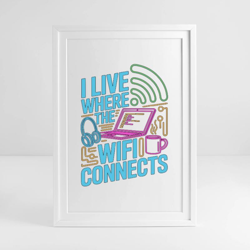 Remote Developer I Live Where The Web Developer Gerahmtes Poster (49 × 69 cm)