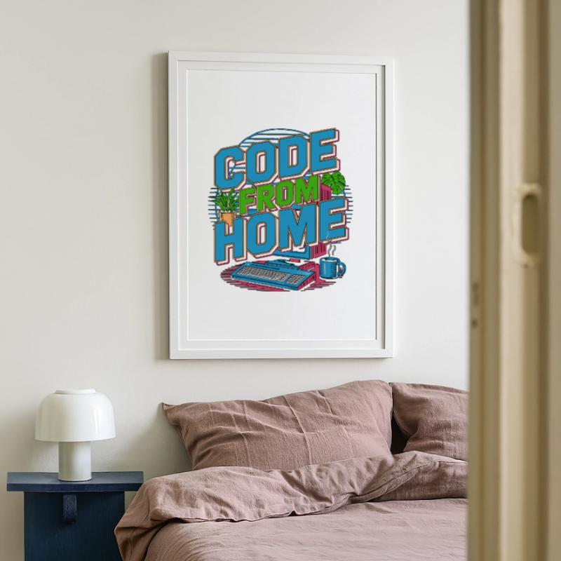 Remote Developer Code From Home Software Developer Framed poster (49 × 69 cm)