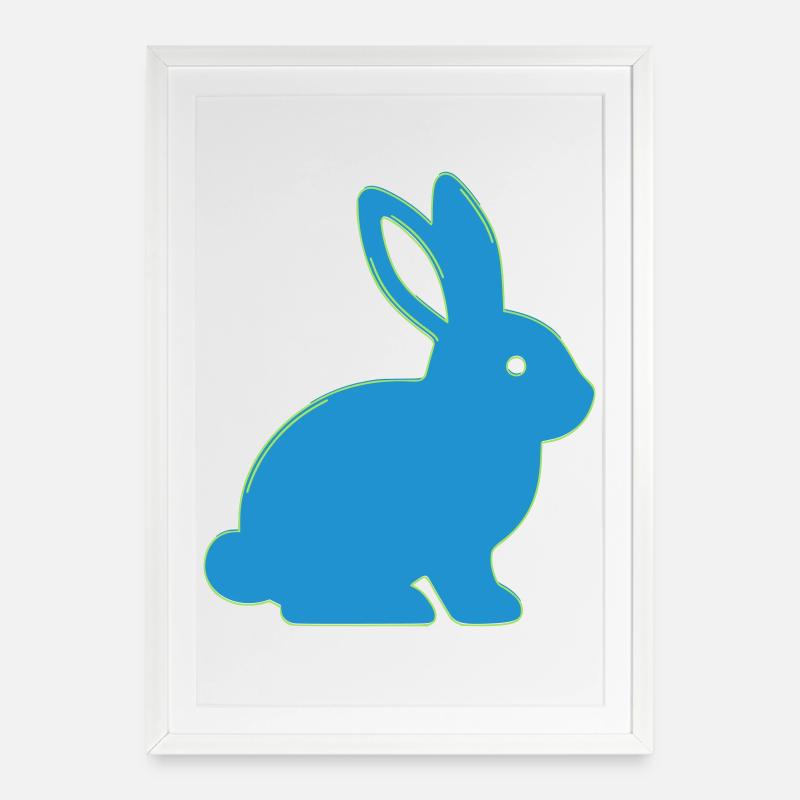 Neon Bunny Y2K Cute Vector - Framed poster (49 × 69 cm) - white