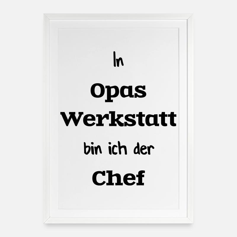 In grandpa's workshop - Framed poster (49 × 69 cm) - white