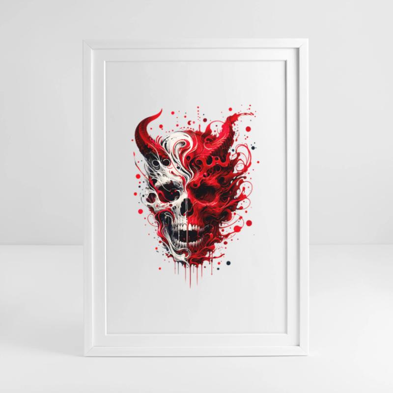 Infernal Skull Artwork Skull Meets Devil Framed poster (49 × 69 cm)