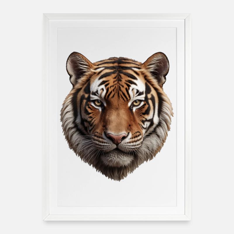 Majestic Tiger Face Illustration - Framed poster (49 × 69 cm) - white