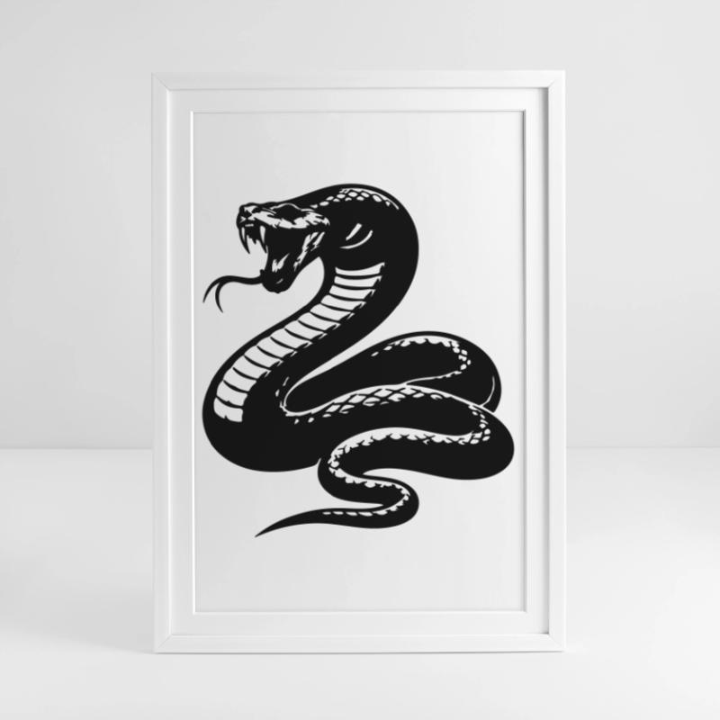 Silhouette du python serpent Affiche encadrée (49 × 69 cm)