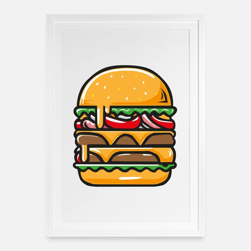 Simply Burger - Gerahmtes Poster (49 × 69 cm) - Weiß