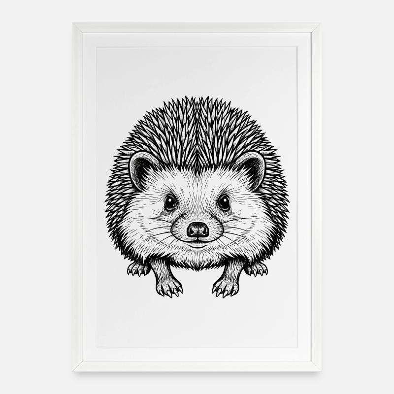 Hérisson - Affiche encadrée (49 × 69 cm) - blanc