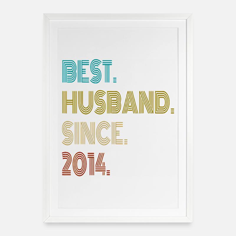  Best Husband Since 2014 Vintage - Gerahmtes Poster (49 × 69 cm) - Weiß