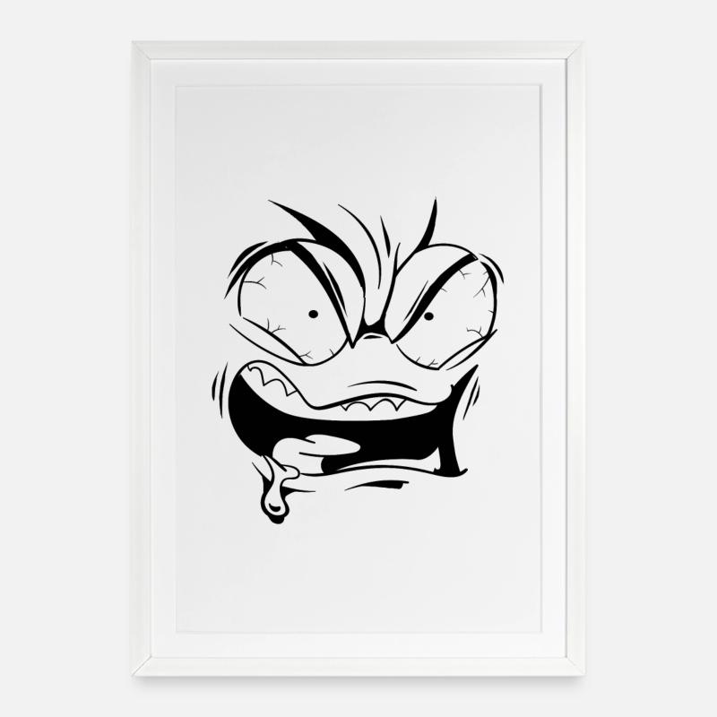 Angry face - Gerahmtes Poster (49 × 69 cm) - Weiß