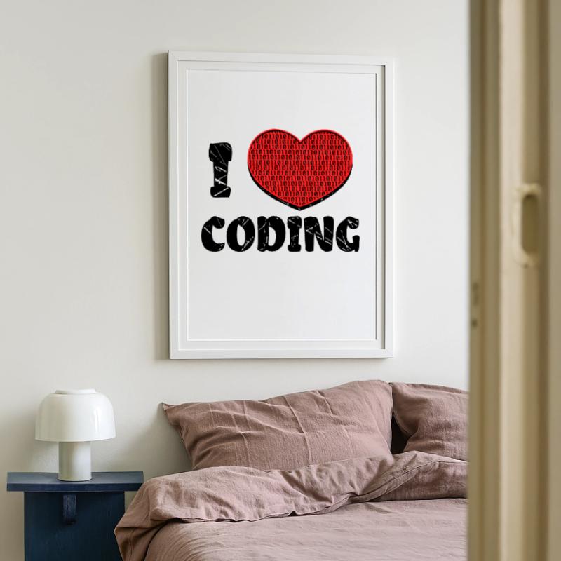 Script de code Debug Heart Statement Affiche encadrée (49 × 69 cm)