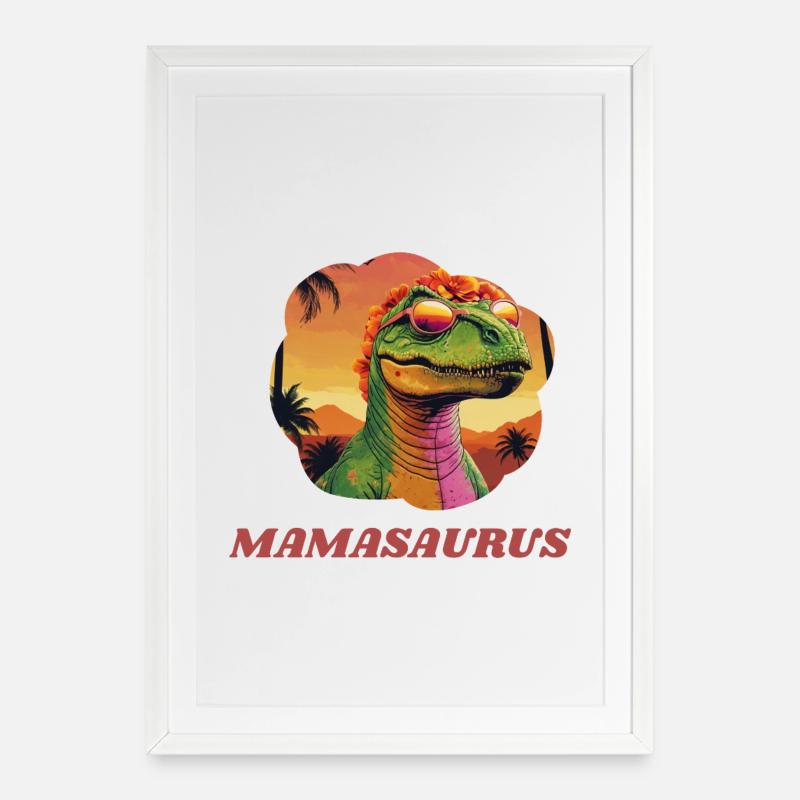 Mamasaurus - Gerahmtes Poster (49 × 69 cm) - Weiß