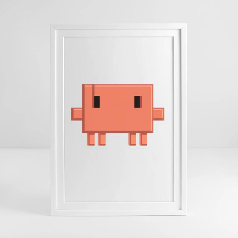 Claude Code Pixel AI Mascot Dev Sticker Affiche encadrée (49 × 69 cm)