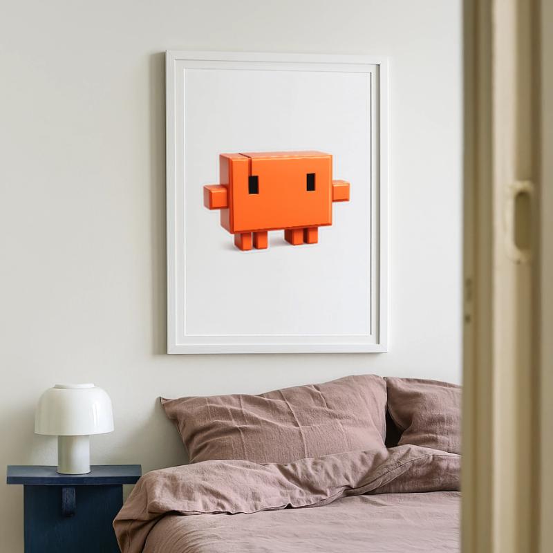 Claude Code Pixel 3D Mascot Cute Dev Sticker Affiche encadrée (49 × 69 cm)