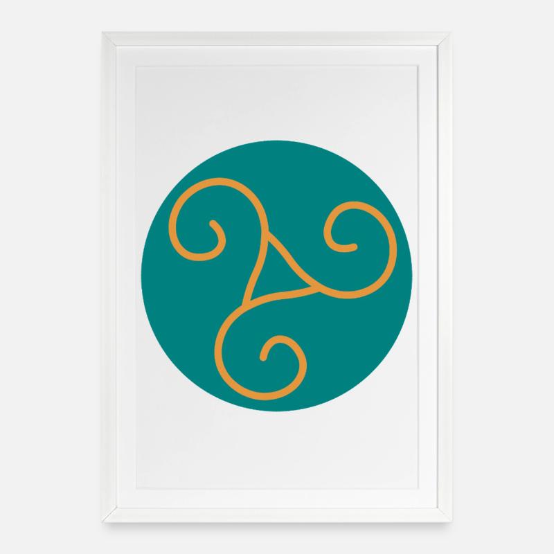 Decorative triskel in orange scrolls - Framed poster (49 × 69 cm) - white