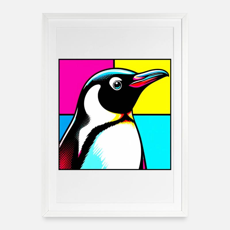 Pinguin - Gerahmtes Poster (49 × 69 cm) - Weiß