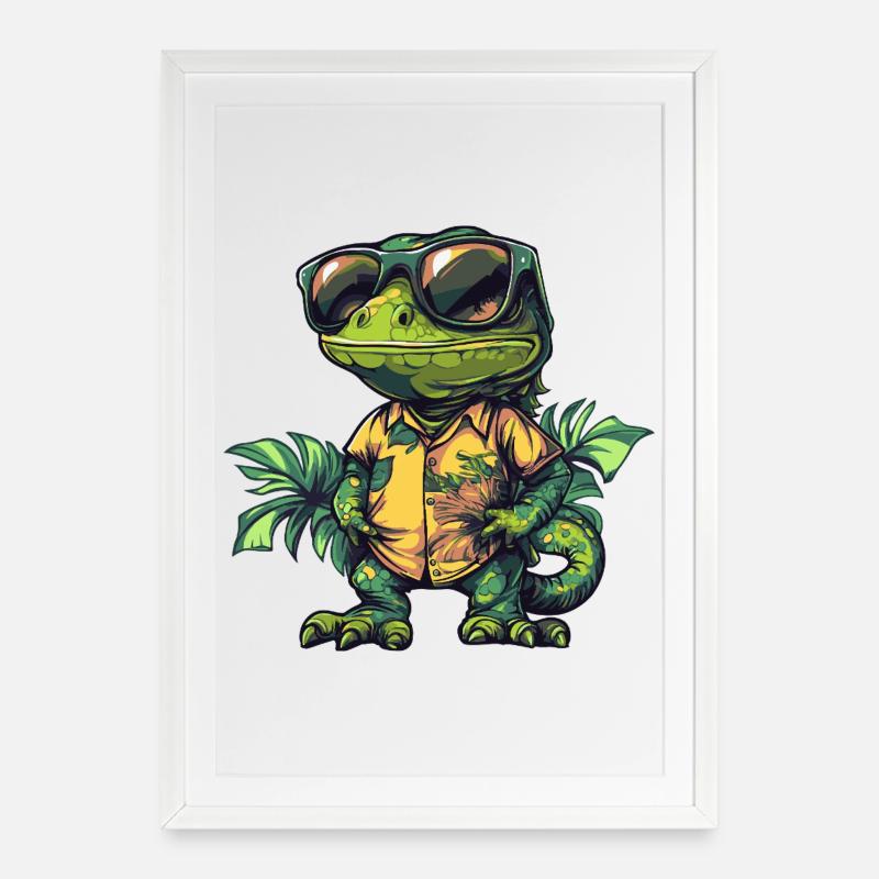 Chameleon Comic Holidays - Framed poster (49 × 69 cm) - white