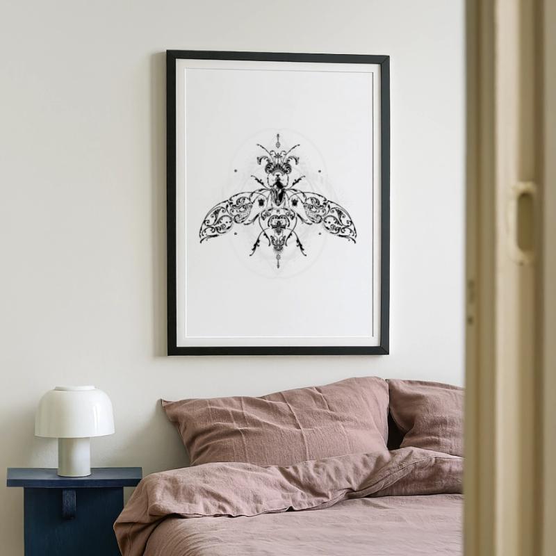 Psychedelic Insects Bug Pattern Ornament Framed poster (49 × 69 cm)