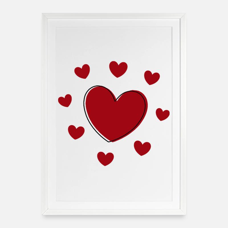 rotes Herz rot Geschenk Valentinstag - Gerahmtes Poster (49 × 69 cm) - Weiß