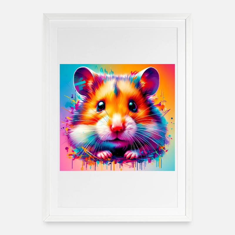 hamster - Affiche encadrée (49 × 69 cm) - blanc