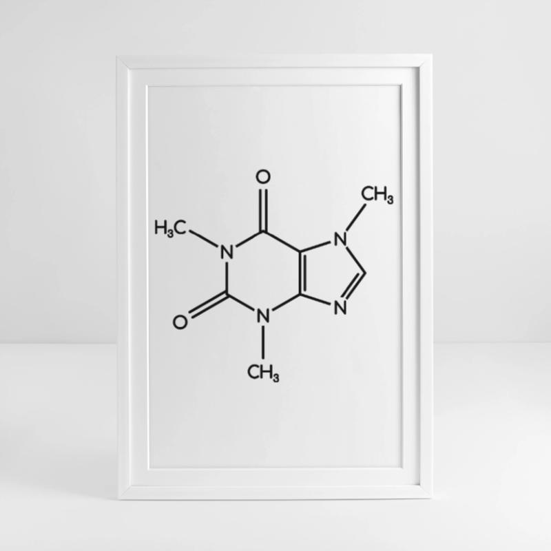 Caffeine Molecule - Structural Formula Framed poster (49 × 69 cm)