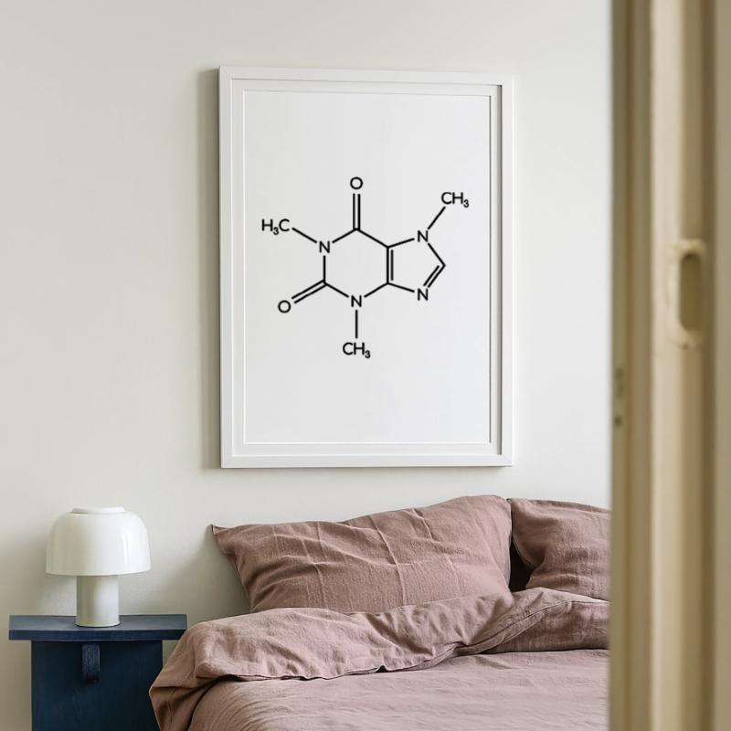Caffeine Molecule - Structural Formula Framed poster (49 × 69 cm)