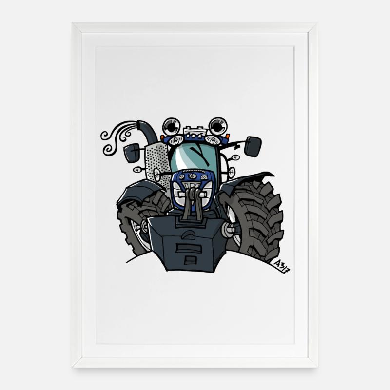 0533 BlueTractor T7 170 - Affiche encadrée (49 × 69 cm) - blanc