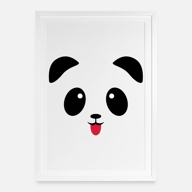 Langue de visage de panda - Affiche encadrée (49 × 69 cm) - blanc