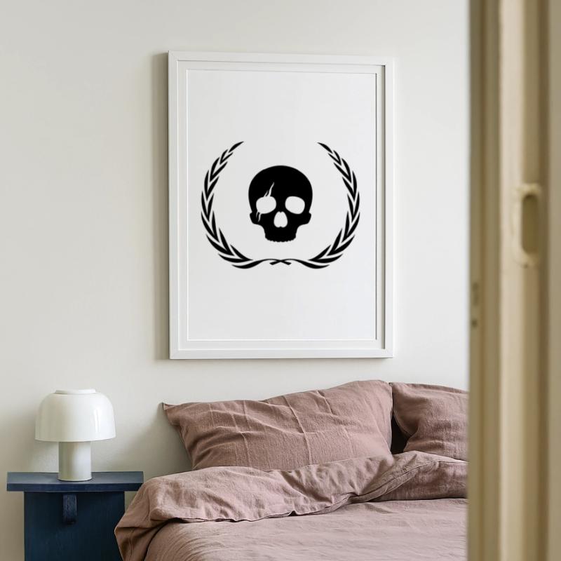 Skeleton Skull Wreath Framed poster (49 × 69 cm)