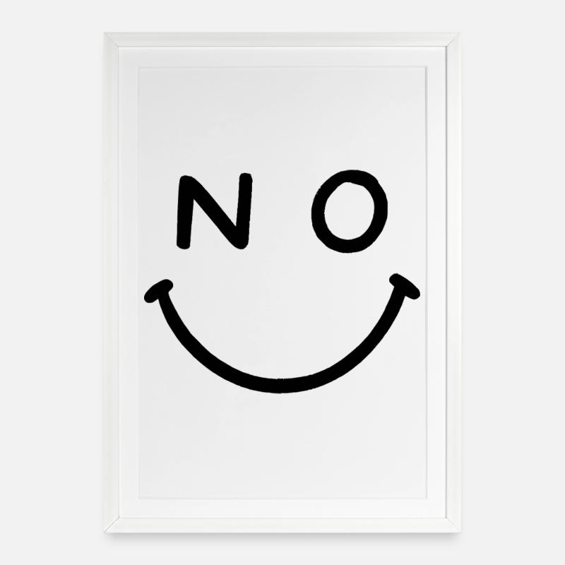 NO Smile - Framed poster (49 × 69 cm) - white