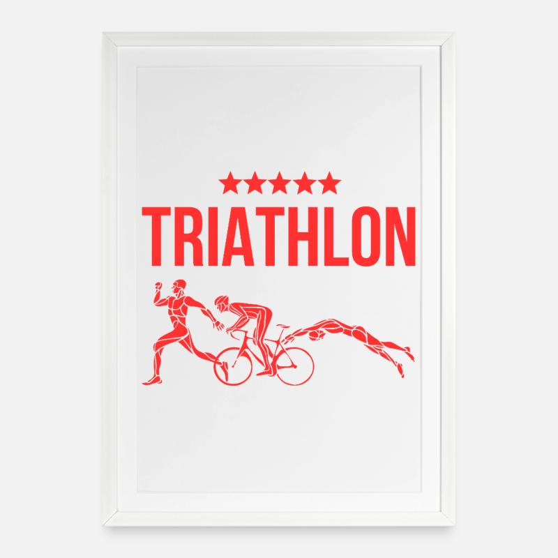 Triathlon - Gerahmtes Poster (49 × 69 cm) - Weiß