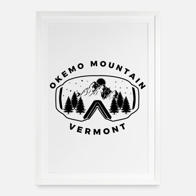 Okemo Vermont Berg - Gerahmtes Poster (49 × 69 cm) - Weiß