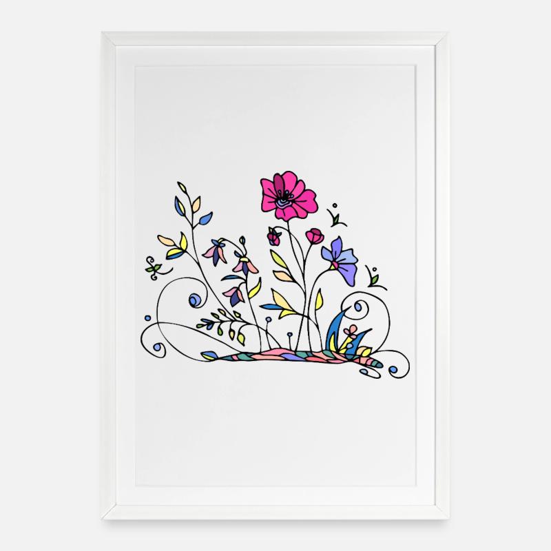 Flowers - Framed poster (49 × 69 cm) - white