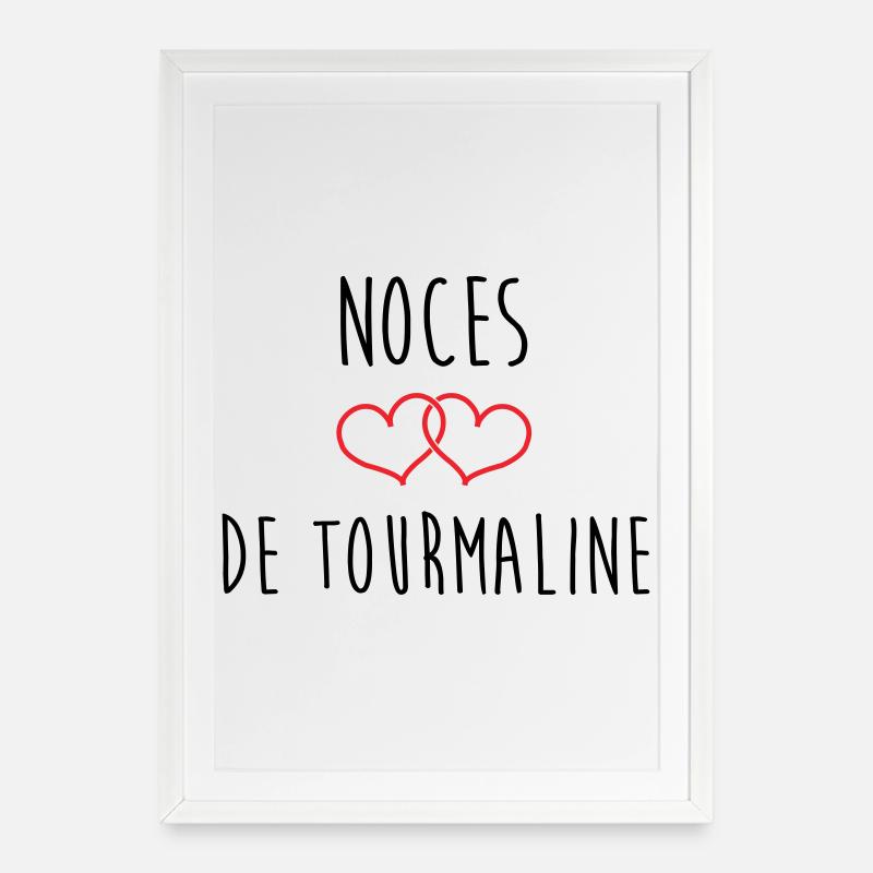 Noces de Tourmaline 52 ans de mariage - Affiche encadrée (49 × 69 cm) - blanc