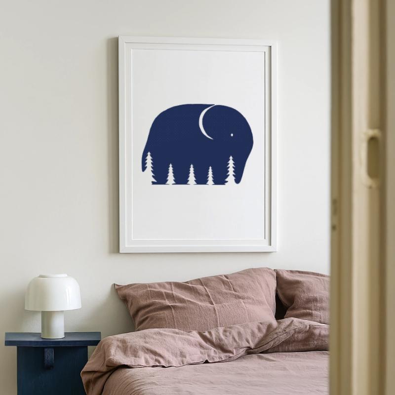 Ein Elefant oder ein Wald in dieser Fun Optical Illusi Gerahmtes Poster (49 × 69 cm)