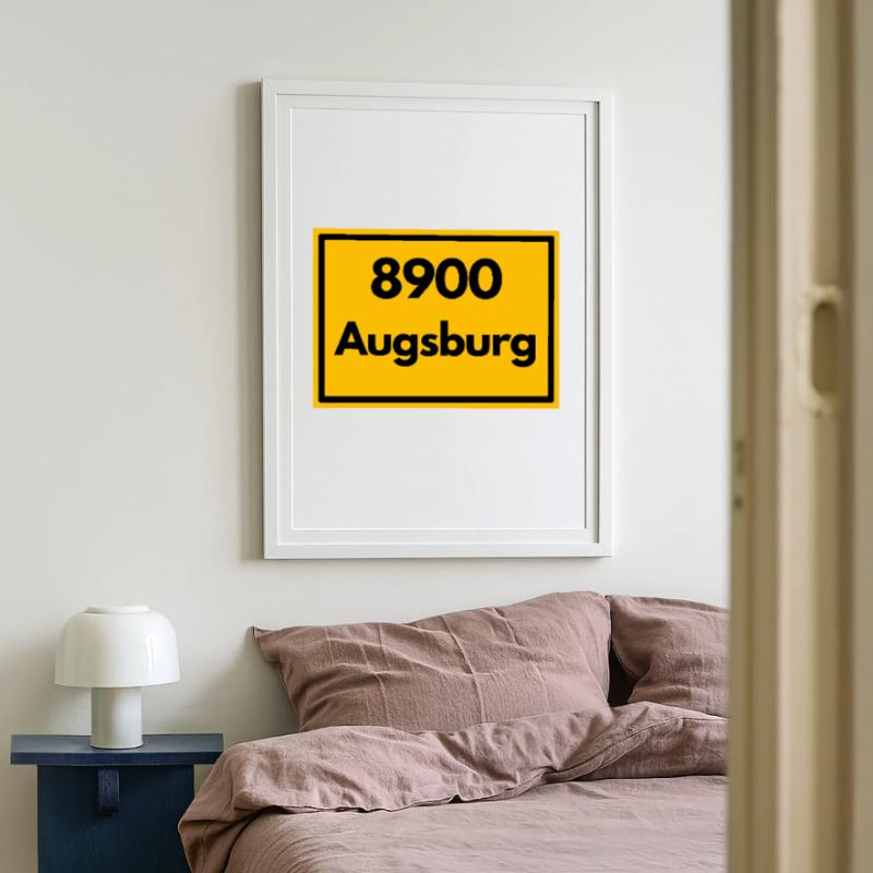 OLD POSTCODE POSTCODE RETRO 8900 AUGSBURG Framed poster (49 × 69 cm)