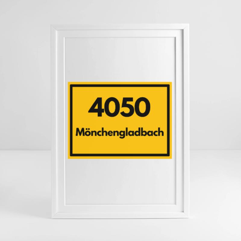 OLD POSTCODE POSTCODE 4050 MÖNCHENGLADBACH FUSSBAL Framed poster (49 × 69 cm)
