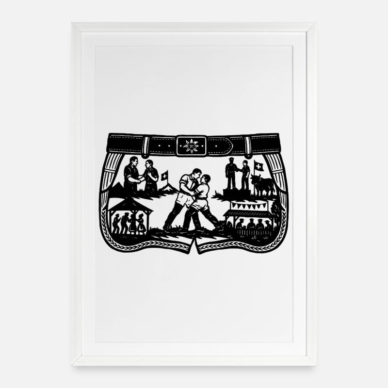 Zwilch Schwingerhose_2_Black - Gerahmtes Poster (49 × 69 cm) - Weiß