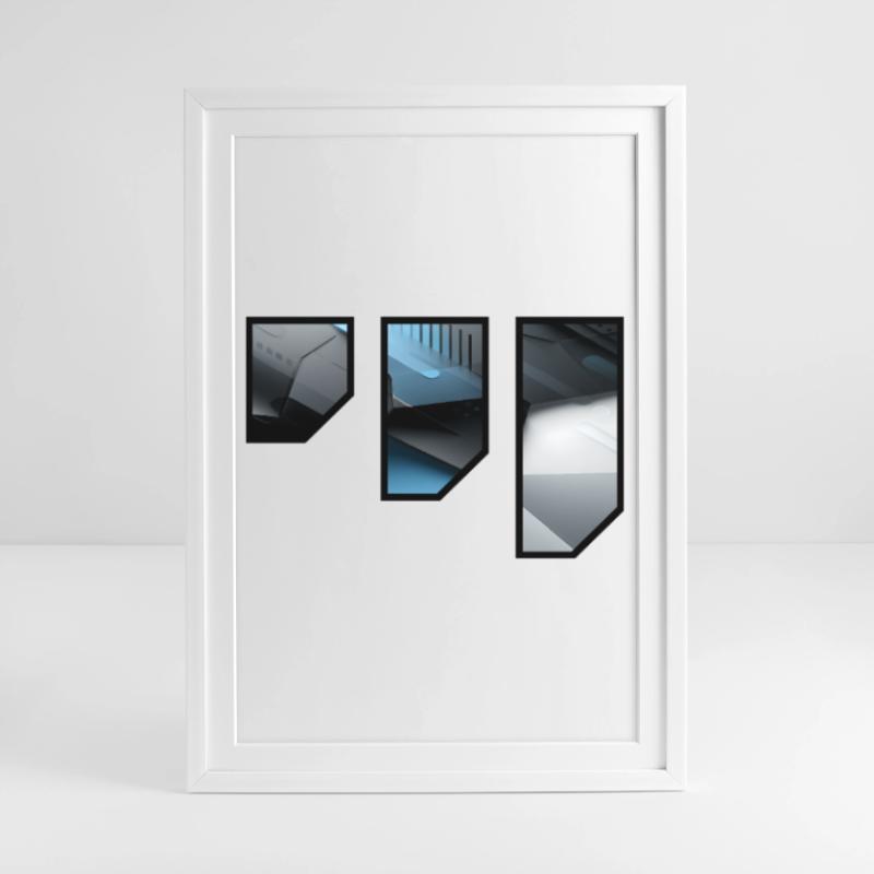 Futuristic Techno Abstract Pattern Framed poster (49 × 69 cm)