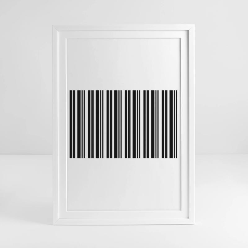 Barcode Strichcode Nerd IT Technik Design Gerahmtes Poster (49 × 69 cm)