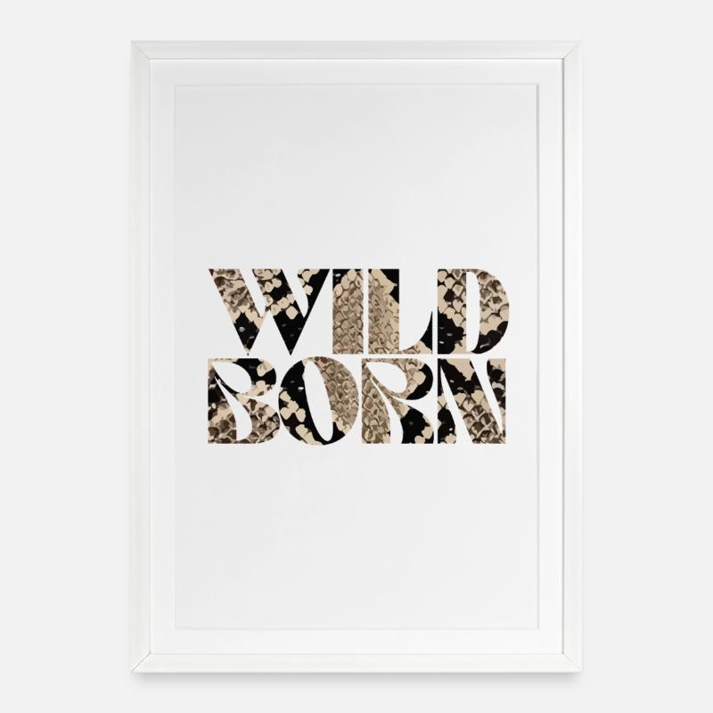 Wild Born serpent imprimé Design abstrait - Affiche encadrée (49 × 69 cm) - blanc