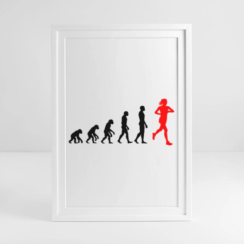 EVOLUTION RUNNERIN PUISSANCE ! AJUSTEMENT DE COUREUR DE JOGGING Affiche encadrée (49 × 69 cm)
