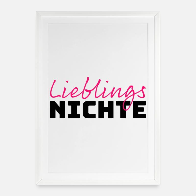 Lieblingsnichte Tshirt pink - Gerahmtes Poster (49 × 69 cm) - Weiß
