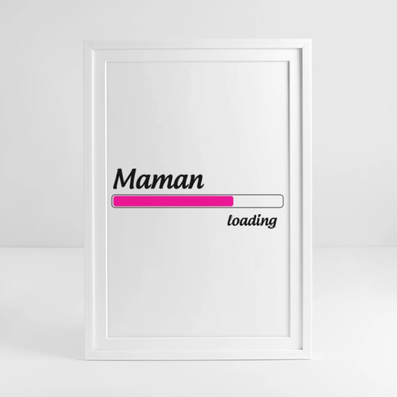 Maman loading... Please Wait - Future Mère Affiche encadrée (49 × 69 cm)