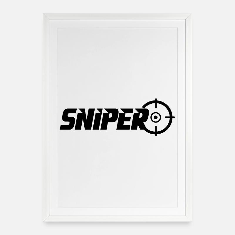 sniper - Gerahmtes Poster (49 × 69 cm) - Weiß