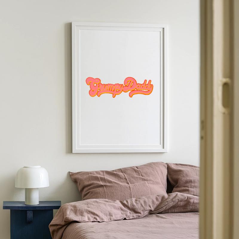 Grumpy Daddy Retro Script - Color "Exploitation" Framed poster (49 × 69 cm)