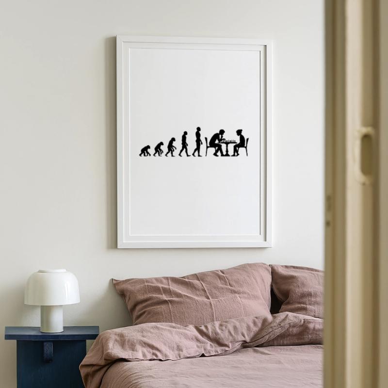 EVOLUTION TO CHESS MASTER – MATE! CHESSLOVER Framed poster (49 × 69 cm)