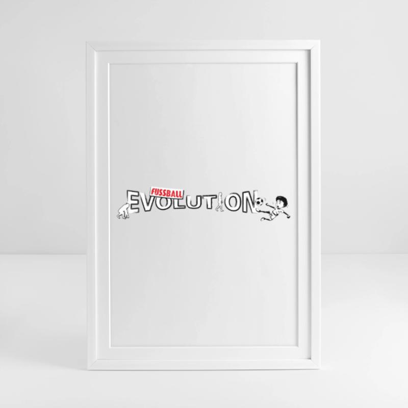 Fussball Evolution | Evolution Design Gerahmtes Poster (49 × 69 cm)