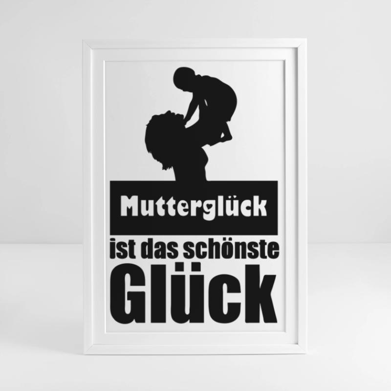 Mutterglück Mutter Muttertag Geburt Geschenk Gerahmtes Poster (49 × 69 cm)