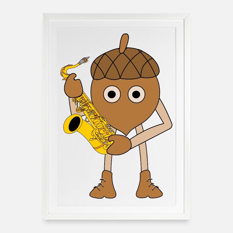 Sillet de saxophone - Affiche encadrée (49 × 69 cm) - blanc