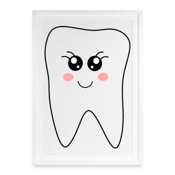 Zahn, Zähne, Zahnarzt Geschenk - Gerahmtes Poster (49 × 69 cm) - Weiß - Vorne